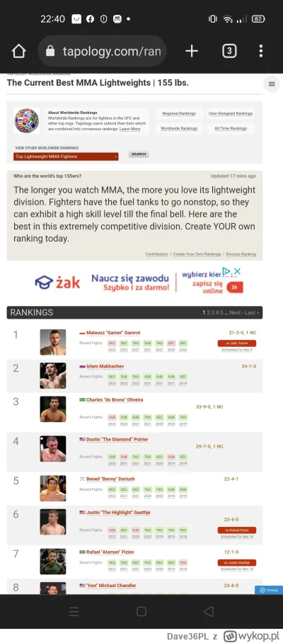 Dave36PL - Chyba topology wie coś o czym my nie wiemy :)  #ufc