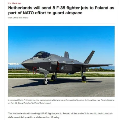 kantek007 - #ukraina ⚡️ Holandia przekaże Polsce osiem myśliwców F-35 do ochrony nieb...