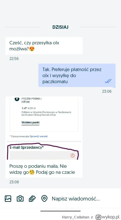 Harry_Callahan - O co chodzi? Próbują mnie oszukać? Po raz pierwszy sprzedaję na olx
...