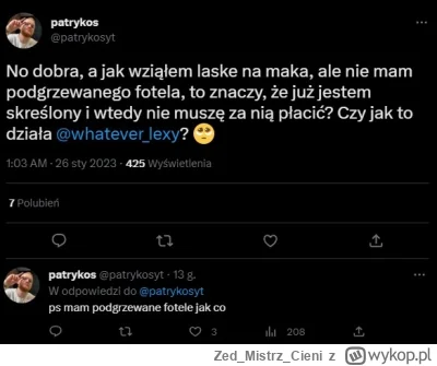 ZedMistrzCieni - #famemma
 ja #!$%@?, te dwa tweety to jest definicja Patrykosa w int...