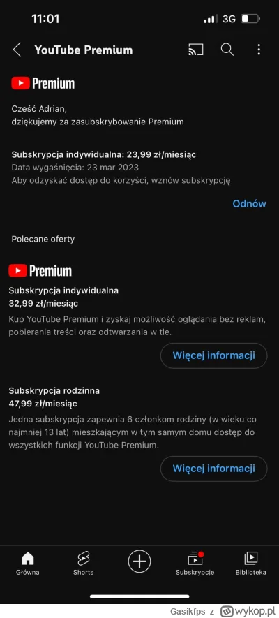 Gasikfps - Jak to jest możliwe że YouTube podnosi cenę o 10pln na subskrypcje premium...