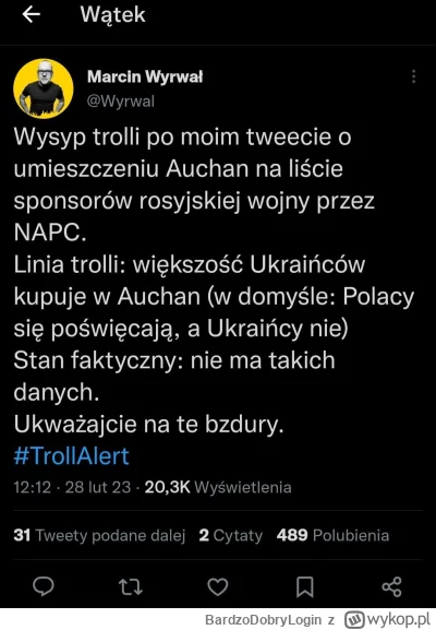 B.....n - W Auchanie nikt nie kupuje, a już na pewno nie Ukraińcy. Jeśli twierdzisz i...