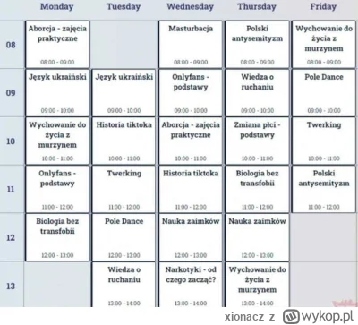 xionacz - Młoda dostała już nowy plan lekcji
#szkola #edukacja #bekazlewactwa #hehesz...