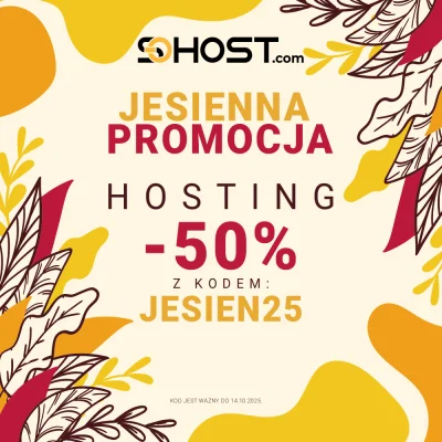 sohost - Jesienna promocja na hosting w sohost! 🍂

Skorzystaj z 50% rabatu na hostin...