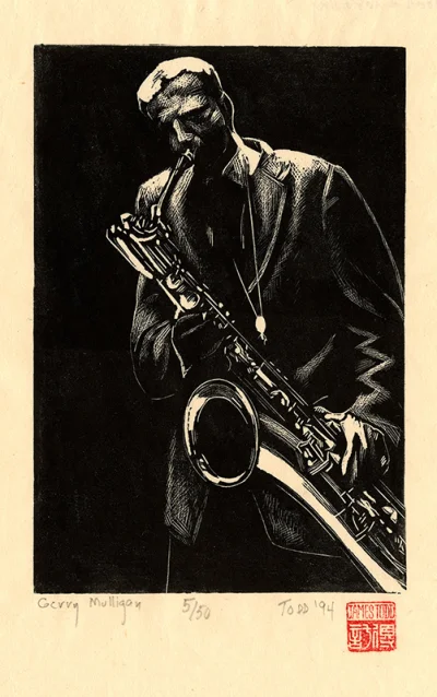 GARN - #sztuka #art #drzeworyt autor: James G. Todd  | Gerry Mulligan | 1994 | hand m...