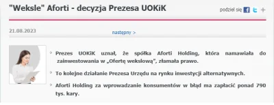 virgola - UOKiK ukarał Aforti Holding za weksle inwestycyjne:
https://uokik.gov.pl/ak...