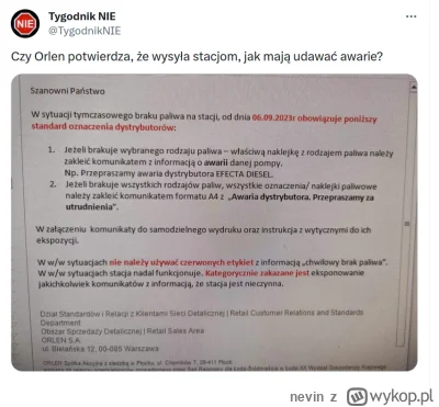nevin - https://twitter.com/TygodnikNIE/status/1707641245047103930

#orlen #bekazpisu...