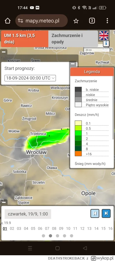 DEATHSTROKEBACK - @wiesniakzdziuryzabitejdeskami według mapy meteo 2h deszczu