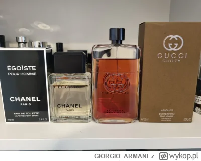 GIORGIO_ARMANI - #perfumy 
1. Chanel Egoiste (7701) 80/100 -350
2. Gucci Guilty Absol...