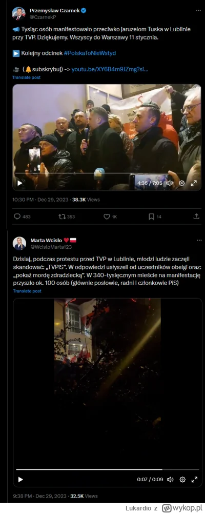 Lukardio - Czarnek mówi że 1000 ludzi było
ale wygląda że było mniej niż  100 w #lubl...