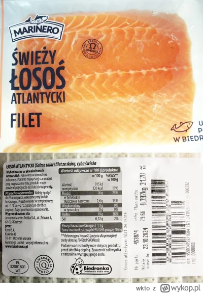 wkto - #listaproduktow
#filetlosos ze skórą atlantycki Marinero #biedronka
aktualny p...