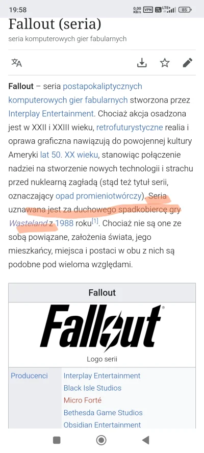 kidi1 - @buddookan: Tylko, że pierwszy Wasteland powstał w 1988, więc to Fallout był ...