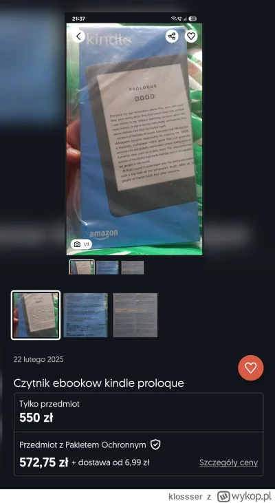klossser - Na OLX ktoś sprzedaje jakiś prototyp czytnika od Amazona.

Kindle Proloque...