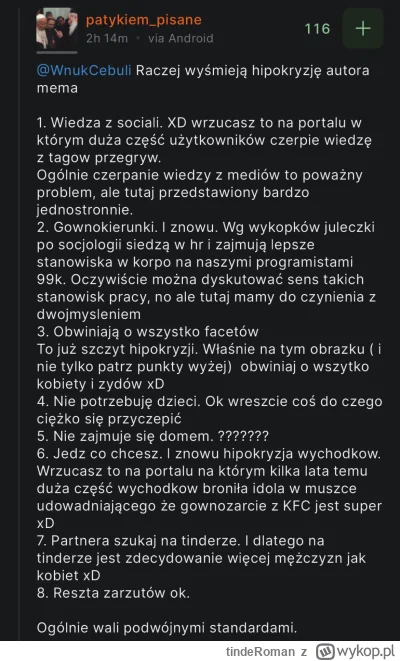 t.....n - Wykopek: *wrzuca śmiesznego mema*
Kukold:

#zydkrecikorba #logikaniebieskic...