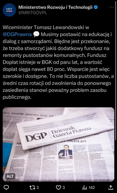 wizytaKomornika - Na profilu MRiT był przez chwilę dostępny wpis dotyczący dzisiejsze...