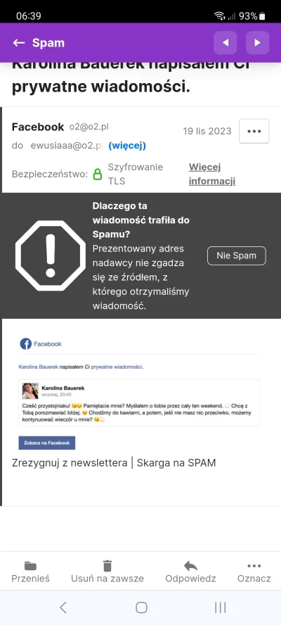 sylwia-f - Dodam, że wiadomość od "Karoliny" to też spam...