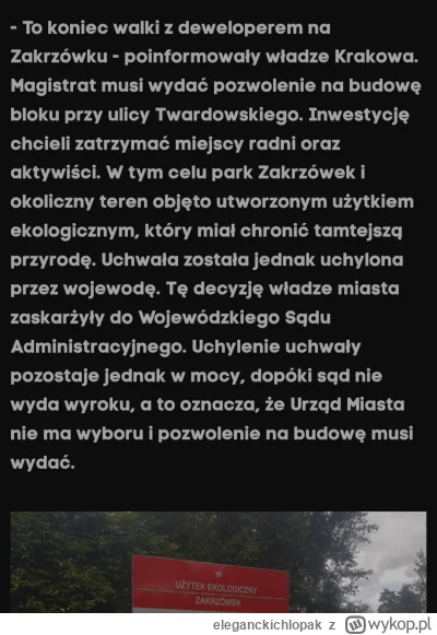 e.....k - Eh deweloperuchy w Krakowie znowu górą. Pierwszy raz liczę na ekologów, moż...