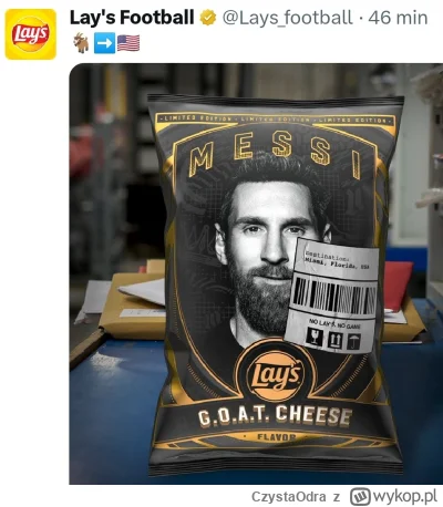CzystaOdra - Firma Lays zadowolona z transferu Messiego.
#transfery  #pilkanozna  #me...
