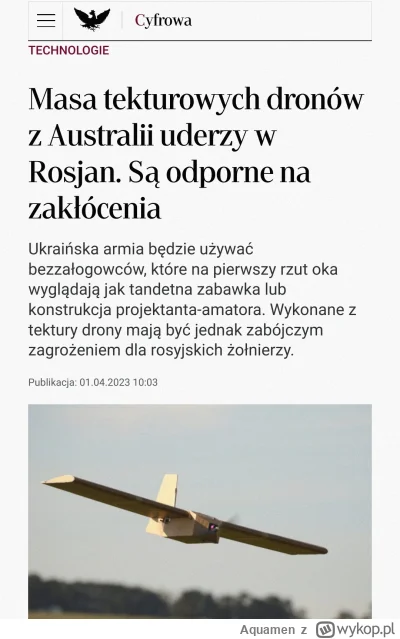 Aquamen - >Ukraińcy zrobili drony z kartonu

Ta, zrobili...