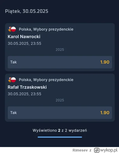 Rimesev - #wybory

I to jest prawdziwy sondaż XD
Bukmacher wyrównał kursy. Przez osta...