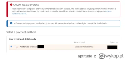 aptitude - "The billing address on your payment method must be a valid address in Uni...