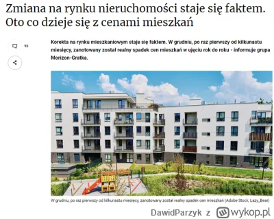 DawidParzyk - "Korekta na rynku mieszkaniowym staje się faktem. W grudniu, po raz pie...