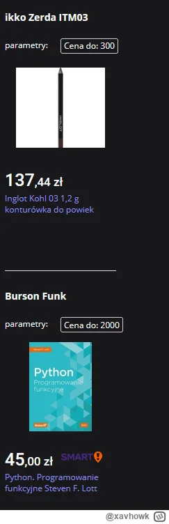 xavhowk - Allegro testuje chyba na produkcji w piątek jakiś nowy algorytm wyszukiwani...