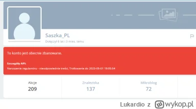 Lukardio - Długo nie zabawił na wolności

https://wykop.pl/ludzie/Saszka_PL

86

#sto...