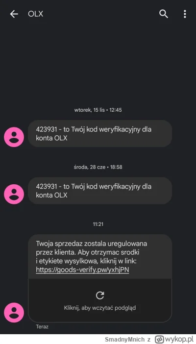 SmadnyMnich - Pod OLXa też się podszywają? #olx #oszukujo