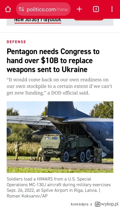konradpra - #ukraina #wojna #rosja 

Pentagon potrzebuje od Kongresu 10 miliardów dol...