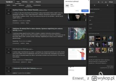 Ernest_ - #kbin szybki update (tag do czarnolistowania)

https://karab.in

- kbin dos...