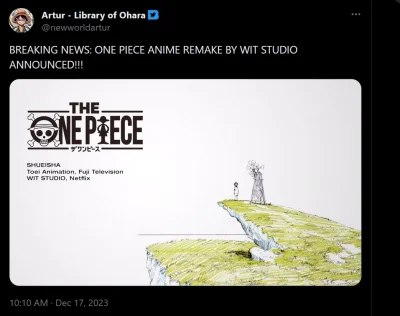 GeneralX - One Piece dostanie remake anime, który będzie robiony przez WIT (Attack on...