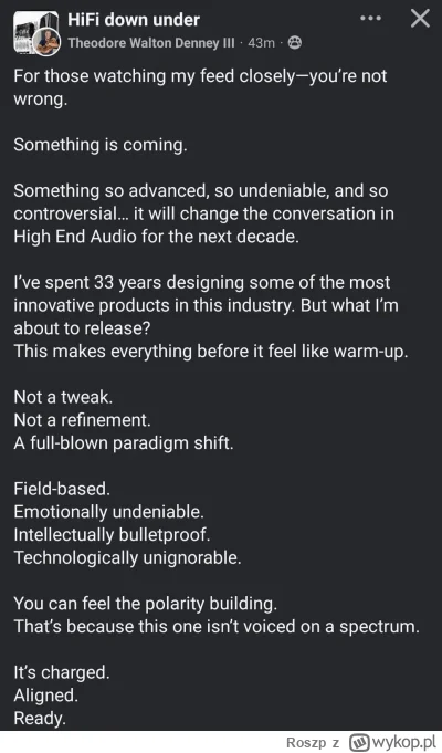 Roszp - Szef Synergistic Research (tej firmy od m. in. audiofilskich bezpieczników) z...