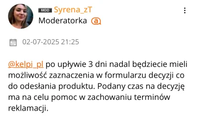 Templar - @KolorowychSnow nie, reklamacja nie jest uznana po 3 dniach, masz cały czas...