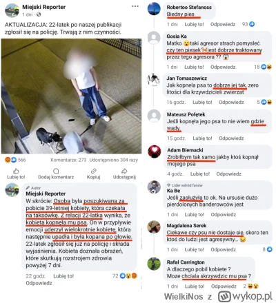 WielkiNos - 39 letnia kobieta czekającą na taksówkę prawdopodobnie zwróciła uwagę psi...