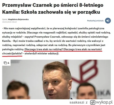 saakaszi - Przemysław Czarnek stwierdził że śmierć Kamila z Częstochowy ma związek z ...