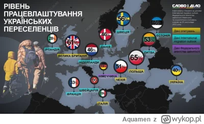 A.....n - Ukraińska grafika przedstawiająca ile % uchodźców podjęło się pracy w nowym...