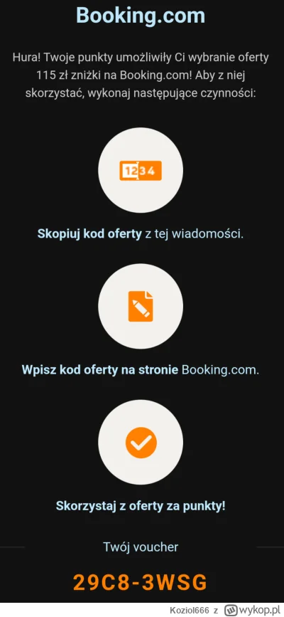 Koziol666 - #pysznepl  
115pln zniżki na booking 

Kod: 29C8-3WSG