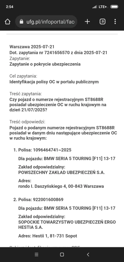 JDEVIL - Jeżeli to jest nieoznakowany radiowóz to w ufg powinno wyskoczyć "brak danyc...