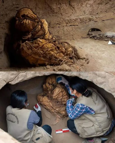 BozenaMal - Tajemnicza mumia znaleziona w grobowcu w Peru z rękami zakrywającymi twar...
