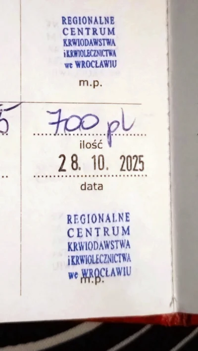 Zatoichisan - 52 281 - 230 = 52 051
Data donacji - 28.10.2025
Rodzaj donacji - osocze...