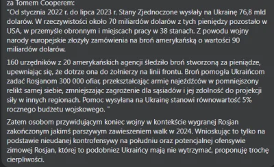 nobrainer - @Grzesiok: z tych 100mld przekazanych przez USA Ukrainie, to ponad 75mld ...