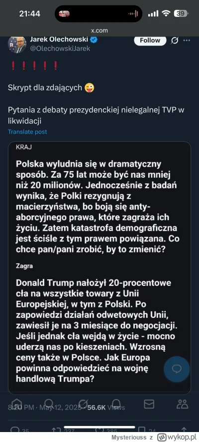 Mysteriouss - To jak PiS i TV Republika przegrała wygrane wybory to jest k---a szok x...