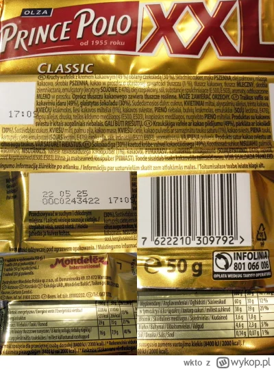 wkto - #listaproduktow
#wafelekwczekoladzie XXL Classic Olza Prince Polo od 1955 roku...