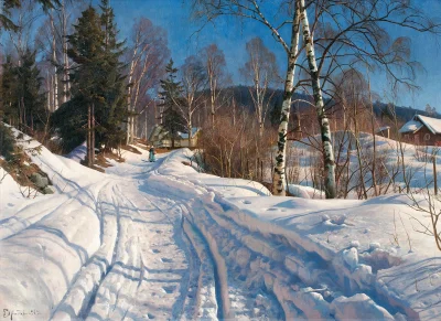 Arvin - Peder Mørk Mønsted, Sunlit Winter Landscape, 1919 
#sztuka #malarstwo #obrazy