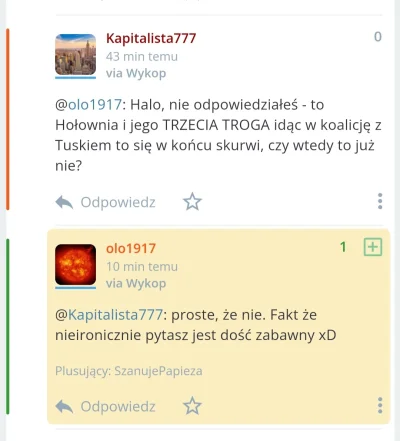 Kapitalista777 - Użytkownik @olo1917 twierdzi, że nie wejście w koalicję z PiS przez ...