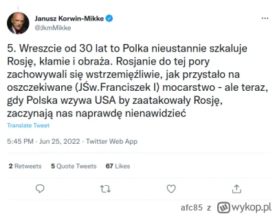 afc85 - ehh znowu zła lewacka polska szczuje na niewinną matuszkę rosję 

konfiarze, ...