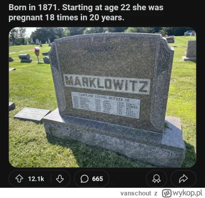 vanschout - Caroline Marklowitz urodziła 18 dzieci, urodzona w 1871 r. a zmarła w 195...