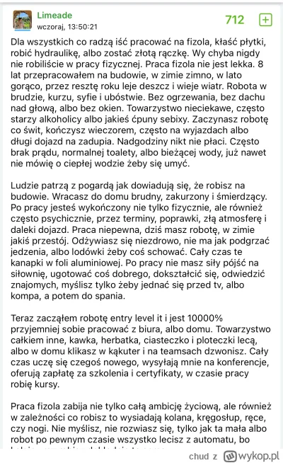 chud - Powiem wam, że rzadko jakiś wpis mi tyle dał, co ten. Dzisiaj musiałem iść do ...