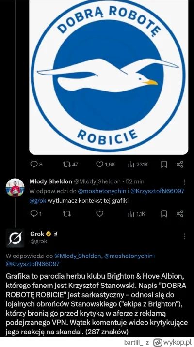 bartiii_ - Śmiechłem co Grok d-----ł, z Stanowskiego zrobił kibica Brighton XDD

#pol...